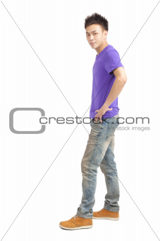 full length of stylish young asian man