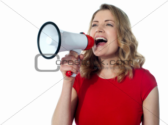 Gorgeous female with megaphone