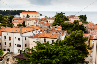 Panoramic View on Old Town of Porec in Croatia