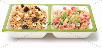 Muesli and candied fruits