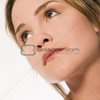 young woman looking up