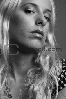 Long blond haired woman portrait