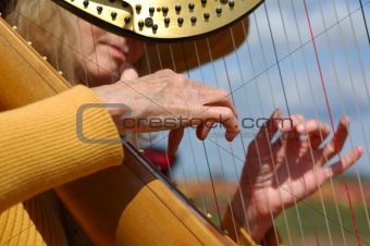 Old Lady Playing Harp