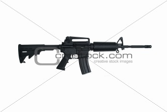 AR-15 Assault rifle with iron sights isolated on white