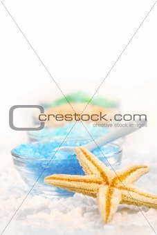 Colored sea salt and starfish