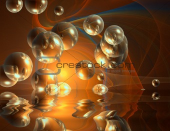 bubbles and reflection abstract colored background