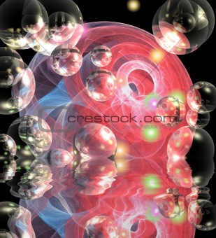 bubbles and reflection abstract colored background