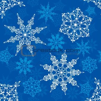 Seamless snowflakes pattern, vector