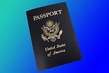 US passport on white background