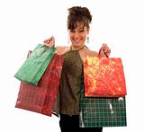 Girl, showing the shopping bags