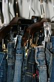 Lots of Jeans stuffed in a closet