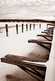 dock in a frozen winter