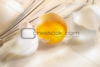 Cracked egg with yolk