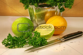 Parsley and citris fruit