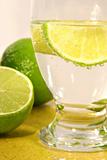 Soda with lime wedge