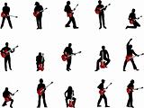 rock guitar players silhouettes