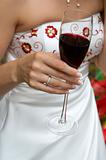 red wine in bride hand