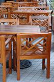 Wooden chairs and tables