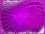 Grungy floral frame on purple background, vector