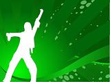 Vector sexy silhouette female dancing composition in green