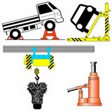 Set device for lifting a car repair. Vector illustration.