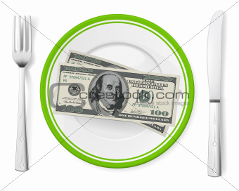 Banknotes on a plate