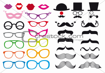 mustache and spectacles, vector set