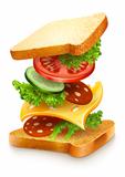 exploded view of sandwich ingredients