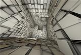 3d futuristic fragmented tiled mosaic labyrinth interior 