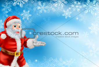 Blue snowflakes and Santa background