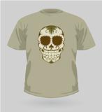 Vector illustration of t-shirt with brown Sugar Skull  