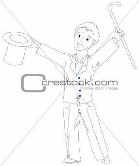 Young businessman with a hat and cane