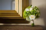 wedding bouquet and mirror