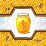 Glass jar with bees