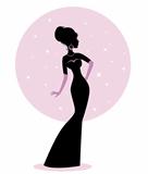 Woman silhouette in dress 