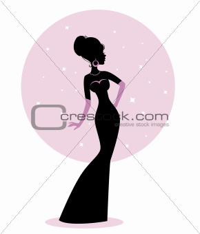 Woman silhouette in dress 