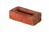 red hand made brick isolated on white background