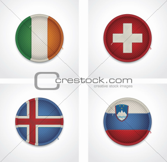 Vector flags of countries as fabric badges
