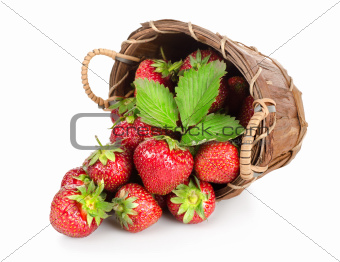 Strawberries in a wooden basket