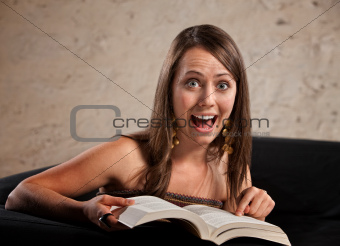 Excited Woman Reading