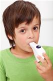 Boy with inhaler - closeup