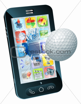 Golf ball flying out of mobile phone