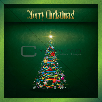 Abstract grunge Christmas greeting with tree