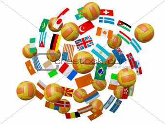 Volleyball balls and flags