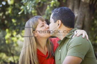 Happy Attractive Mixed Race Couple Enjoying A Day At The Park Together