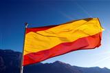 Spain Flag on Blue Sky