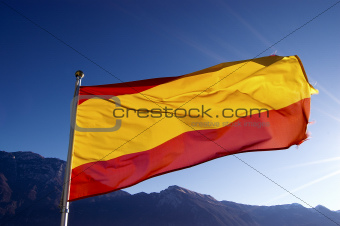 Spain Flag on Blue Sky