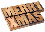 Merry Christmas in wood type