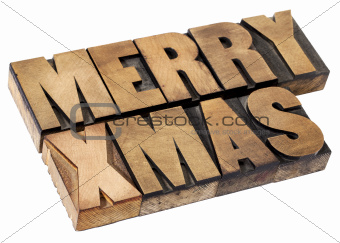 Merry Christmas in wood type