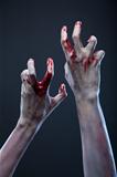 Creepy zombie hands, extreme body-art 